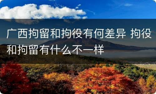 广西拘留和拘役有何差异 拘役和拘留有什么不一样