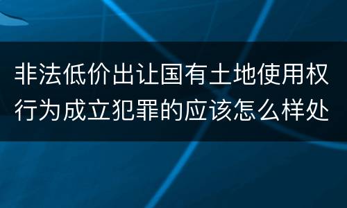 非法低价出让国有土地使用权行为成立犯罪的应该怎么样处罚
