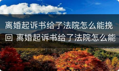 离婚起诉书给了法院怎么能挽回 离婚起诉书给了法院怎么能挽回呢