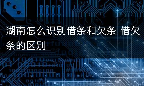 湖南怎么识别借条和欠条 借欠条的区别