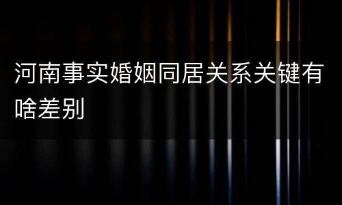 河南事实婚姻同居关系关键有啥差别