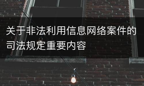 关于非法利用信息网络案件的司法规定重要内容