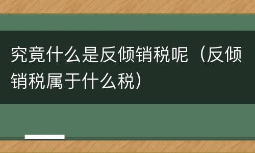 究竟什么是反倾销税呢（反倾销税属于什么税）