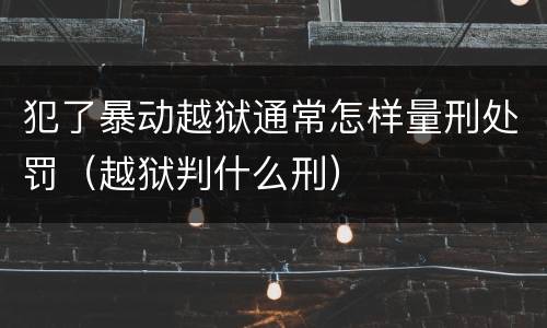 犯了暴动越狱通常怎样量刑处罚（越狱判什么刑）