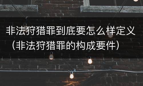 非法狩猎罪到底要怎么样定义（非法狩猎罪的构成要件）