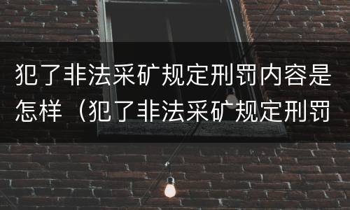 犯了非法采矿规定刑罚内容是怎样（犯了非法采矿规定刑罚内容是怎样规定的）