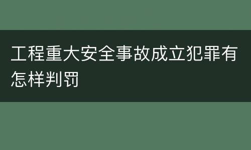 工程重大安全事故成立犯罪有怎样判罚
