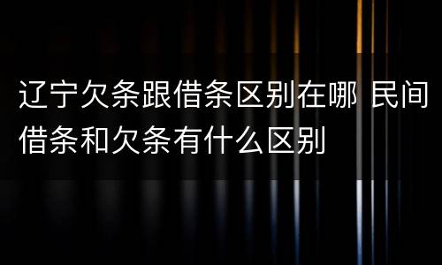 辽宁欠条跟借条区别在哪 民间借条和欠条有什么区别