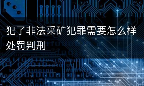 犯了非法采矿犯罪需要怎么样处罚判刑