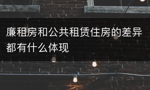 廉租房和公共租赁住房的差异都有什么体现
