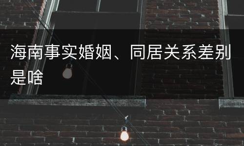海南事实婚姻、同居关系差别是啥