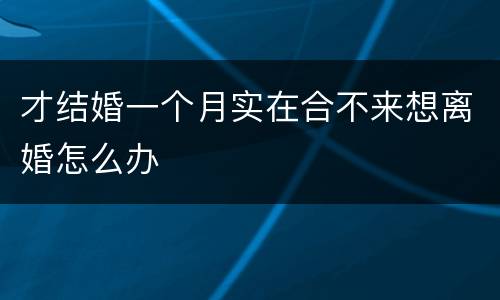 才结婚一个月实在合不来想离婚怎么办
