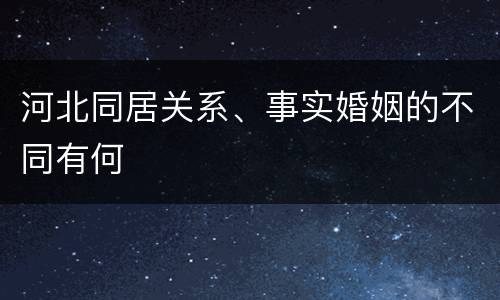 河北同居关系、事实婚姻的不同有何