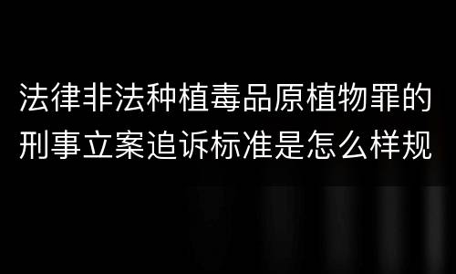 法律非法种植毒品原植物罪的刑事立案追诉标准是怎么样规定