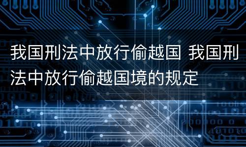 我国刑法中放行偷越国 我国刑法中放行偷越国境的规定
