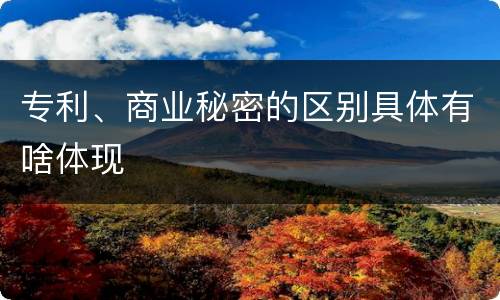 专利、商业秘密的区别具体有啥体现