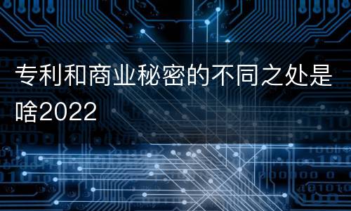 专利和商业秘密的不同之处是啥2022