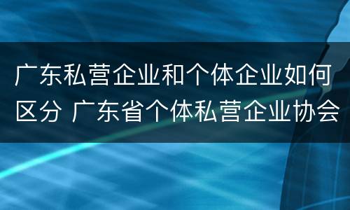 广东私营企业和个体企业如何区分 广东省个体私营企业协会