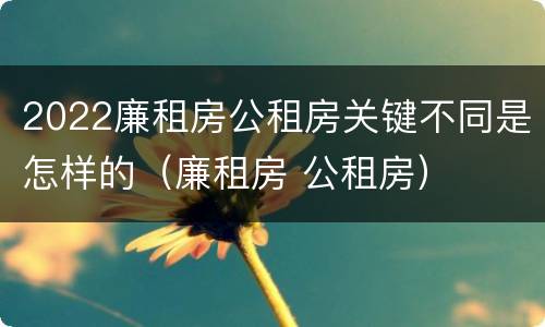 2022廉租房公租房关键不同是怎样的（廉租房 公租房）