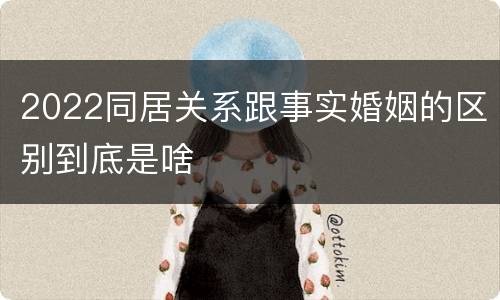 2022同居关系跟事实婚姻的区别到底是啥