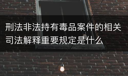 刑法非法持有毒品案件的相关司法解释重要规定是什么