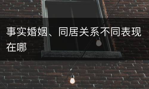 事实婚姻、同居关系不同表现在哪