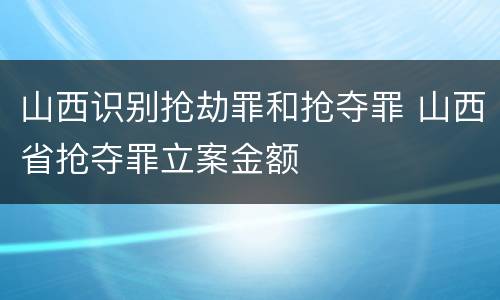 山西识别抢劫罪和抢夺罪 山西省抢夺罪立案金额