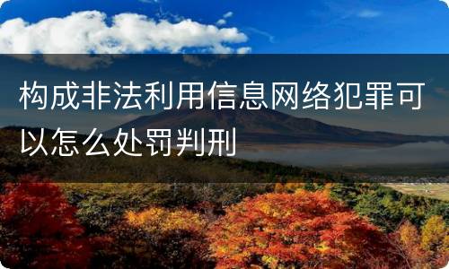 构成非法利用信息网络犯罪可以怎么处罚判刑
