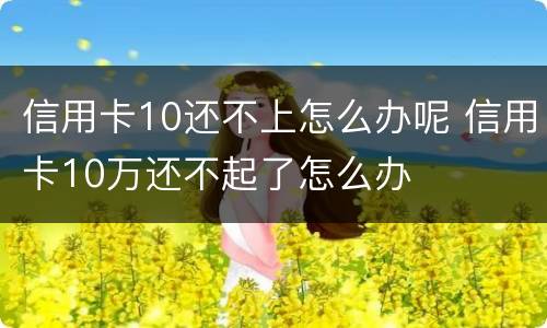 信用卡10还不上怎么办呢 信用卡10万还不起了怎么办