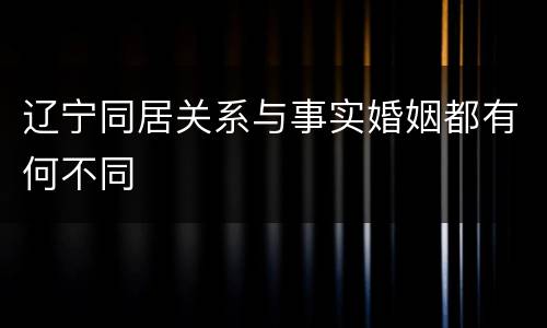 辽宁同居关系与事实婚姻都有何不同