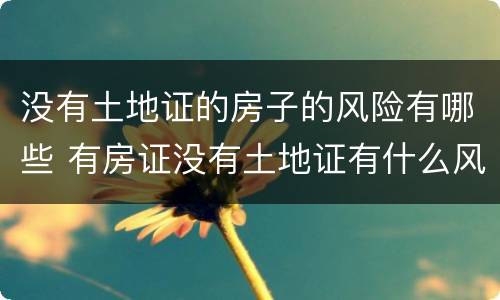 没有土地证的房子的风险有哪些 有房证没有土地证有什么风险?人