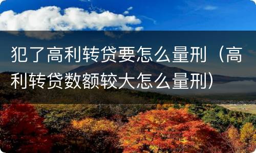 犯了高利转贷要怎么量刑（高利转贷数额较大怎么量刑）
