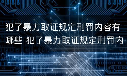 犯了暴力取证规定刑罚内容有哪些 犯了暴力取证规定刑罚内容有哪些