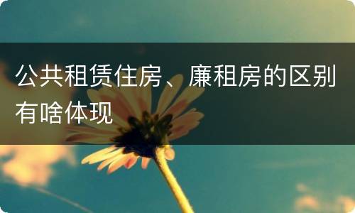公共租赁住房、廉租房的区别有啥体现
