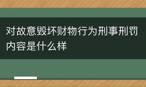 对故意毁坏财物行为刑事刑罚内容是什么样