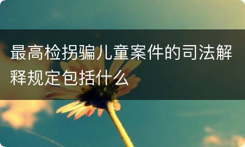 最高检拐骗儿童案件的司法解释规定包括什么