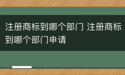 注册商标到哪个部门 注册商标到哪个部门申请