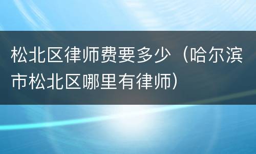 松北区律师费要多少（哈尔滨市松北区哪里有律师）