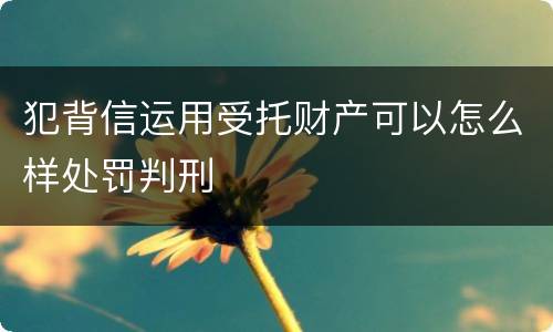 犯背信运用受托财产可以怎么样处罚判刑