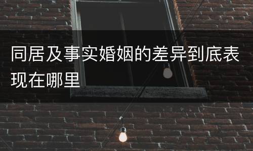 同居及事实婚姻的差异到底表现在哪里