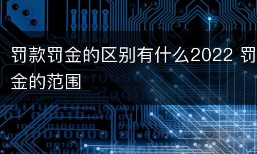 罚款罚金的区别有什么2022 罚金的范围