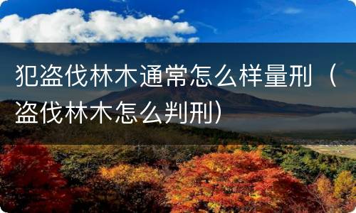 犯盗伐林木通常怎么样量刑（盗伐林木怎么判刑）