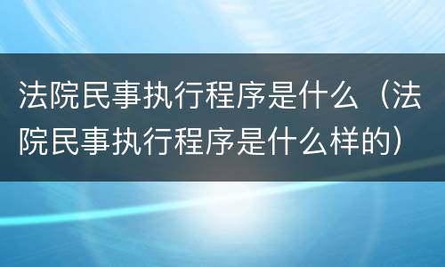 法院民事执行程序是什么（法院民事执行程序是什么样的）