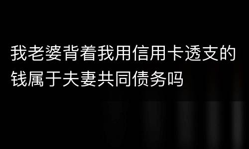 我老婆背着我用信用卡透支的钱属于夫妻共同债务吗
