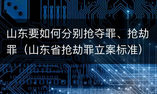山东要如何分别抢夺罪、抢劫罪（山东省抢劫罪立案标准）