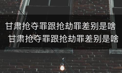 甘肃抢夺罪跟抢劫罪差别是啥 甘肃抢夺罪跟抢劫罪差别是啥呢