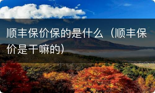 顺丰保价保的是什么（顺丰保价是干嘛的）