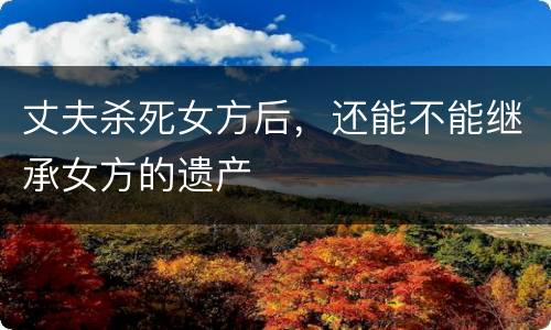 丈夫杀死女方后，还能不能继承女方的遗产