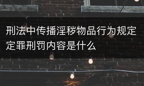 刑法中传播淫秽物品行为规定定罪刑罚内容是什么