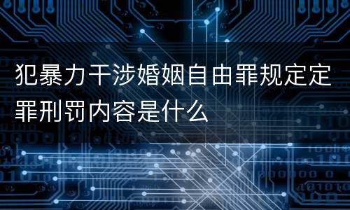 犯暴力干涉婚姻自由罪规定定罪刑罚内容是什么